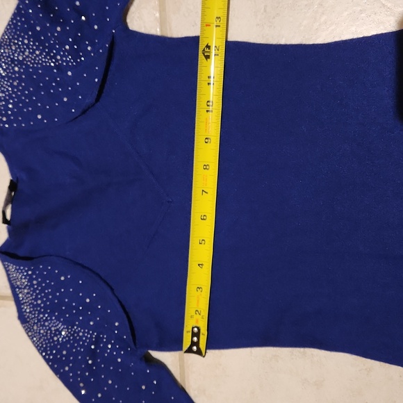 NWT ❗️  bebe navy  ( cobalt) sweater dress xs size stylsih silver rhinestones - Picture 13 of 17